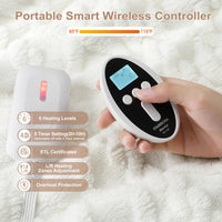 Garvee Electric Heated Blanket Wireless, King Size Electric Blanket with Dual Control, Fast Heating Blanket with 10 Heating& 10 Time Settings, Tufted Sherpa Heated Blanket, White, 90"x100"