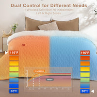 Garvee Electric Heated Blanket Wireless, King Size Electric Blanket with Dual Control, Fast Heating Blanket with 10 Heating& 10 Time Settings, Tufted Sherpa Heated Blanket, White, 90"x100"