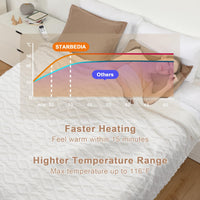 Garvee Electric Heated Blanket Wireless, King Size Electric Blanket with Dual Control, Fast Heating Blanket with 10 Heating& 10 Time Settings, Tufted Sherpa Heated Blanket, White, 90"x100"