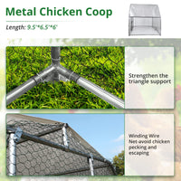 Large Walk-In Metal Chicken Coop, Galvanized Wire Hen Cage - GARVEE