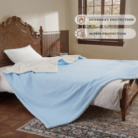 Garvee Heated Blanket Queen Size with LCD Dual Controller, Waffle Weave Fast Heating Electric Blankets, 10 Heat Levels & 1-12H Time Settings, ETL Certified, Machine Washable, Light Blue, 84" x 90"