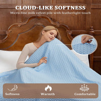 Garvee Heated Blanket Queen Size with LCD Dual Controller, Waffle Weave Fast Heating Electric Blankets, 10 Heat Levels & 1-12H Time Settings, ETL Certified, Machine Washable, Light Blue, 84" x 90"