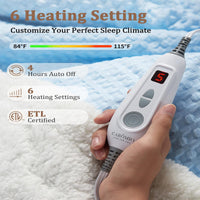 Garvee Heated Blanket Throw, Waffle Weave Electric Throw Blanket Fast Heating with LCD Controller, 6 Heat Levels & 4 Hour Auto Shut Off, ETL Certified, Machine Washable, Light Blue, 50" x 60"