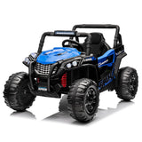 Garvee Ride - P Series: 12V Toy Electric Truck Utv with Large Wide Seat and Remote Control, Led Lights, Wireless Connection, Music, 2 Spring Suspension for 3-8 Boys & Girls - Blue