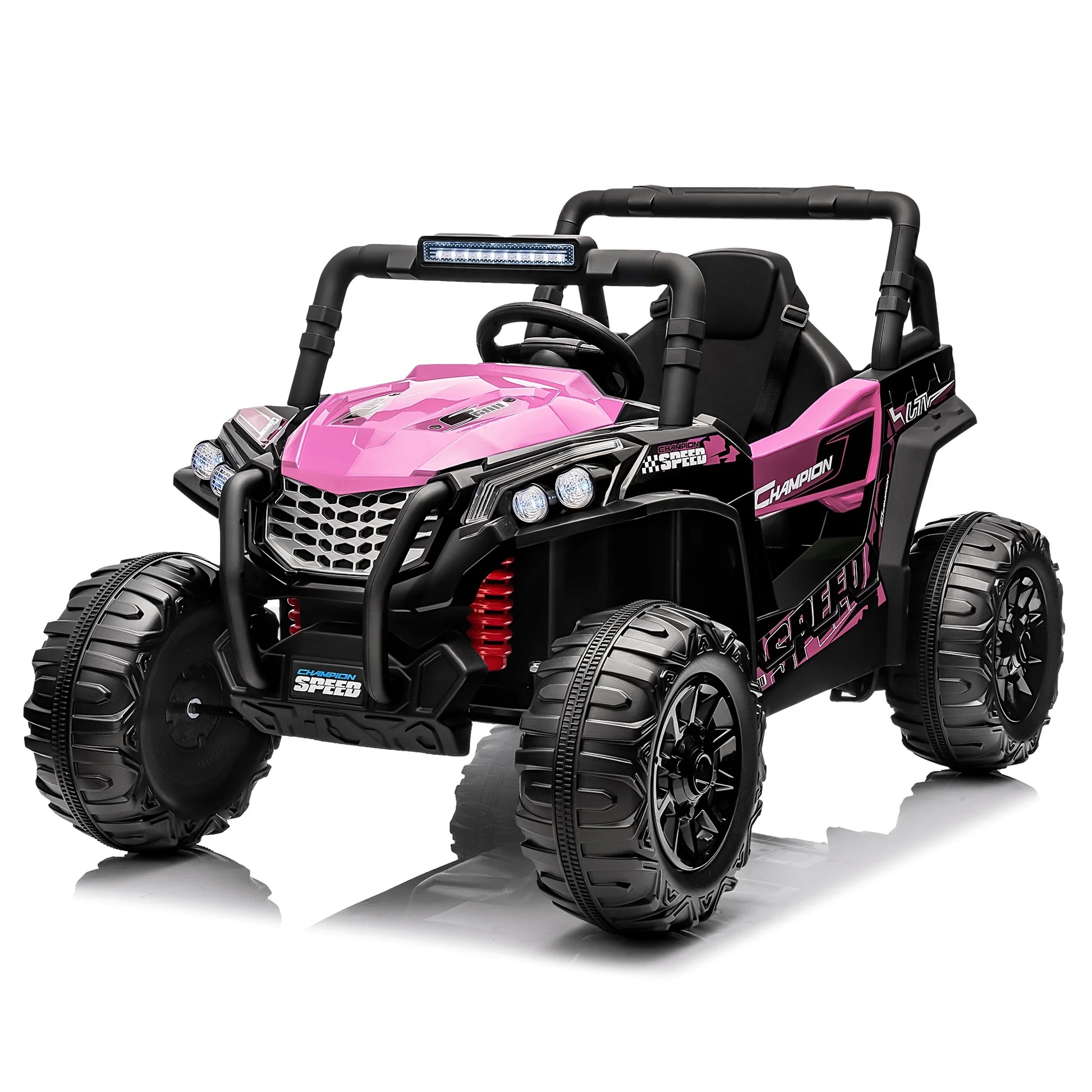 Garvee Ride - P Series: 12V Toy Electric Truck Utv with Large Wide Seat and Remote Control, Led Lights, Wireless Connection, Music, 2 Spring Suspension for 3-8 Boys & Girls