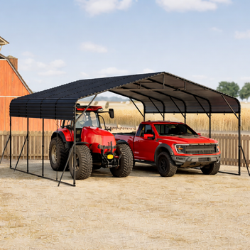 Garvee 20x20 FT Heavy Duty Metal Carport for 2 Cars – Galvanized Steel Roof, Wind & Snow Resistant, Reinforced Frame Outdoor Car Shelter with Solar Light, Dark Gray