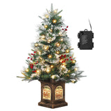 Garvee 3ft Small Christmas Tree, Pre Lit Snow Flocked Artificial Christmas Tree with 78 Warm White LED Lights, Premium Xmas Pine Tree for Christmas Decoration, Yard, Home, Office - Gingerman-8 Light Modes-1 Pack