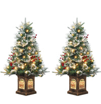 Garvee 3ft Small Christmas Tree, Pre Lit Snow Flocked Artificial Christmas Tree with 78 Warm White LED Lights, Premium Xmas Pine Tree for Christmas Decoration, Yard, Home, Office(2 PCS)