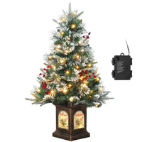 Garvee 3ft Mini Christmas Tree, Premium Snow Flocked Artificial Christmas Tree with 78 Warm White LED Lights, Pre Lit Xmas Pine Tree for Christmas Decoration, Yard, Home, Office