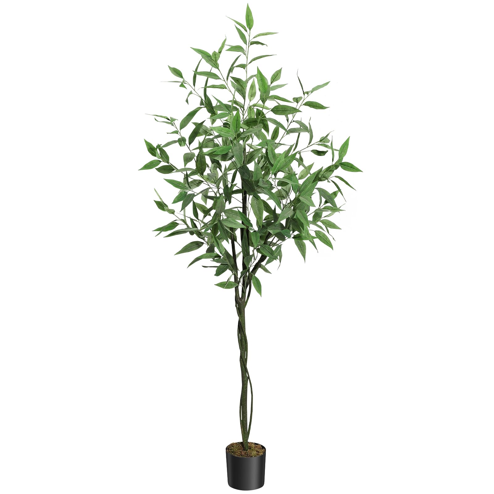 Garvee Artificial Eucalyptus Tree, 6ft Tall Faux Eucalyptus Stems Fake Plants with Realistic Silk Leaves, Fake Trees for Home Office Living Room Bedroom Foyer Porch Indoor Outdoor Decor