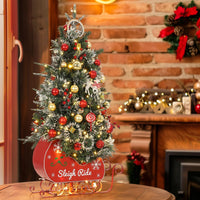 Garvee 3ft Christmas Tree with 78 Lights, Pre-Lit Artificial Desktop Xmas Tree with 8 Mode Includes Red Berries & Sleigh Base for Holiday Indoor DIY Christmas Decor, 1 PCS