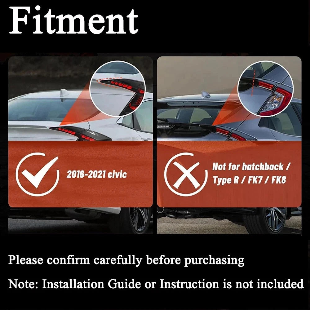 Garvee LED Tail Lights for Honda Civic 2016-2021 10th Gen Sedan Rear Lamps Assembly US