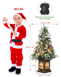 Garvee 3ft Small Christmas Tree, Pre Lit Snow Flocked Artificial Christmas Tree with 78 Warm White LED Lights, Premium Xmas Pine Tree for Christmas Decoration, Yard, Home, Office(2 PCS)