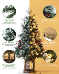 Garvee 3ft Small Christmas Tree, Pre Lit Snow Flocked Artificial Christmas Tree with 78 Warm White LED Lights, Premium Xmas Pine Tree for Christmas Decoration, Yard, Home, Office(2 PCS)