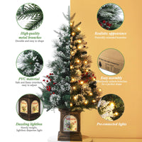 Garvee 3ft Mini Christmas Tree, Premium Snow Flocked Artificial Christmas Tree with 78 Warm White LED Lights, Pre Lit Xmas Pine Tree for Christmas Decoration, Yard, Home, Office