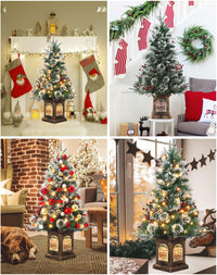 Garvee 3ft Small Christmas Tree, Pre Lit Snow Flocked Artificial Christmas Tree with 78 Warm White LED Lights, Premium Xmas Pine Tree for Christmas Decoration, Yard, Home, Office(2 PCS)