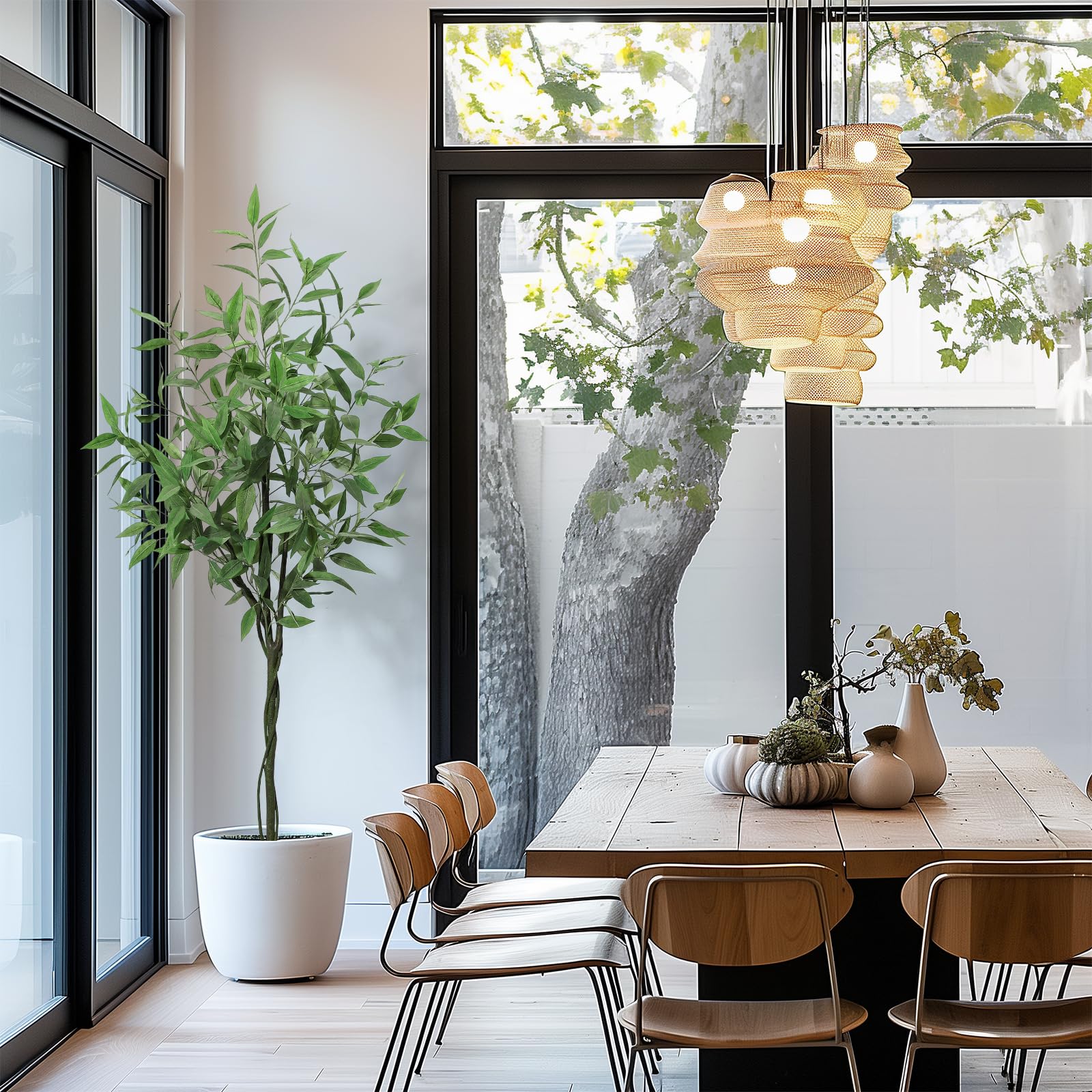 Garvee Artificial Eucalyptus Tree, 6ft Tall Faux Eucalyptus Stems Fake Plants with Realistic Silk Leaves, Fake Trees for Home Office Living Room Bedroom Foyer Porch Indoor Outdoor Decor