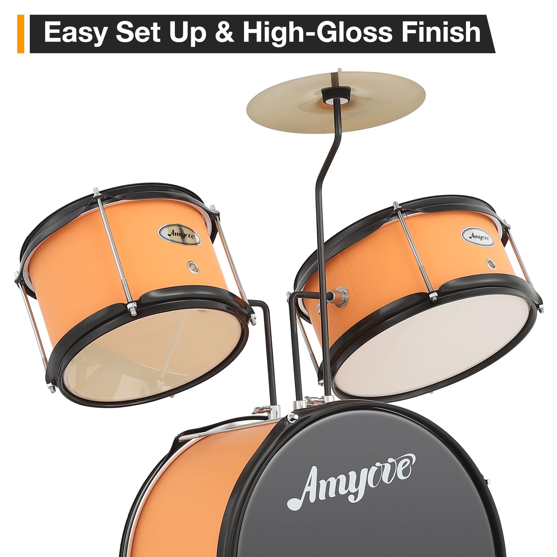 Garvee Drum Set for Beginners, 3-Piece Drum Set, Kids Drum Set with Bass Drum, 8" Suspended Cymbal, Stool, Drumsticks, Pedal