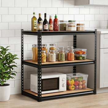 Garvee 3-Tier Heavy-Duty Garage Storage Rack, Adjustable Carbon Steel Shelving, 1500 lb Capacity, 36" W × 24" D × 36" H, Black