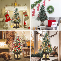 Garvee 3ft Mini Christmas Tree, Premium Snow Flocked Artificial Christmas Tree with 78 Warm White LED Lights, Pre Lit Xmas Pine Tree for Christmas Decoration, Yard, Home, Office