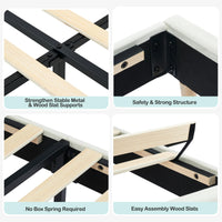 Garvee Twin Bed Frame with Drawer, Velvet Upholstered Platform Bed Frame with Storage Headboard, No Box Spring Needed, Easy Assembly, Noise-Free, Off White