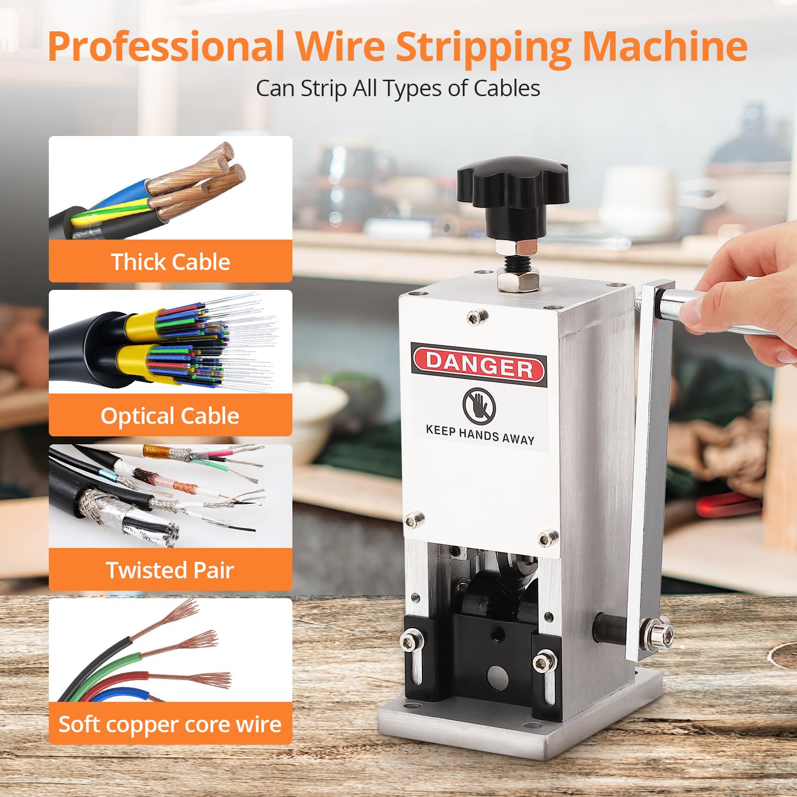 Manual Wire Stripper Machine 0.05-0.1 Inch, 50ft/min Speed