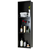 Garvee Stainless Steel Shower Niches Ready for Tile, 12" x 36" Modern Soap Niche, 3-Tier Organizer, No Tile Needed Recessed Wall Niche for Bathroom Storage, Black
