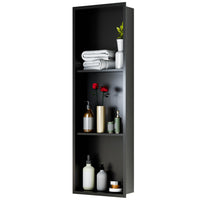 Garvee Stainless Steel Shower Niches Ready for Tile, 12" x 36" Modern Soap Niche, 3-Tier Organizer, No Tile Needed Recessed Wall Niche for Bathroom Storage, Black