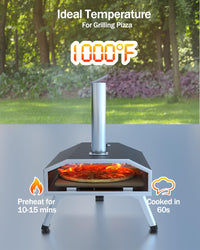 12" Multi-Fuel 4000W 13650BTU Portable Pizza Oven, Outdoor