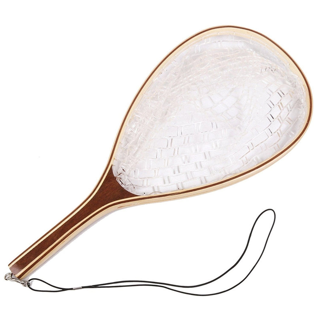 Fly Fishing Soft Rubber Net, Wooden Handle for Catch & Release
