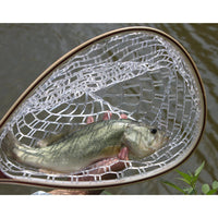 Fly Fishing Soft Rubber Net, Wooden Handle for Catch & Release