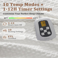Garvee Heated Blanket Full Size, Waffle Weave Electric Blanket Throw with LCD Controller, Fast Heating, 10 Heat Levels & 1-12H Time Settings, ETL Certified, Machine Washable, Off White, 72" x 84"