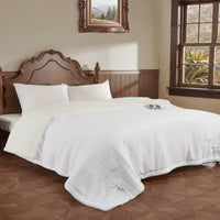 Garvee Heated Blanket Queen Size with LCD Dual Controller, Waffle Weave Fast Heating Electric Blankets, 10 Heat Levels & 1-12H Time Settings, ETL Certified, Machine Washable, Off White, 84" x 90"