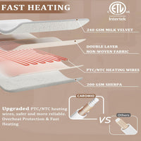 Garvee Heated Blanket Twin Size, Waffle Weave Electric Throw Blanket Fast Heating with LCD Controller, 10 Heat Levels & 1-12H Time Settings Auto Off, ETL Certified, Off White, 62" x 84"