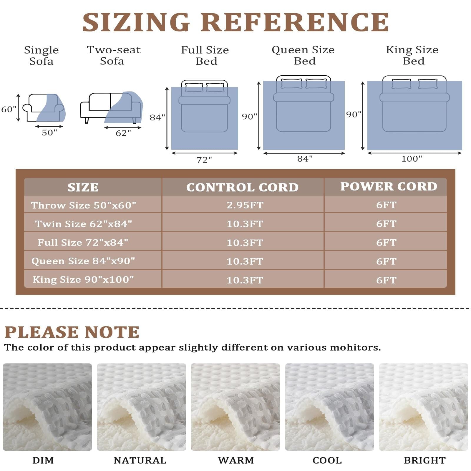 Garvee Heated Blanket Twin Size, Waffle Weave Electric Throw Blanket Fast Heating with LCD Controller, 10 Heat Levels & 1-12H Time Settings Auto Off, ETL Certified, Off White, 62" x 84"