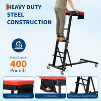 Garvee Foldable Topside Automotive Creeper, 53"-70" Adjustable Height 400lbs Capacity Engine Creeper with Padded Deck & Locking Swivel Casters for Garage Workshop Repair Maintenance, I-Base, Black