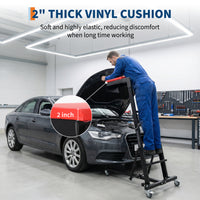 Garvee Foldable Topside Automotive Creeper, 53"-70" Adjustable Height 400lbs Capacity Engine Creeper with Padded Deck & Locking Swivel Casters for Garage Workshop Repair Maintenance, I-Base, Black