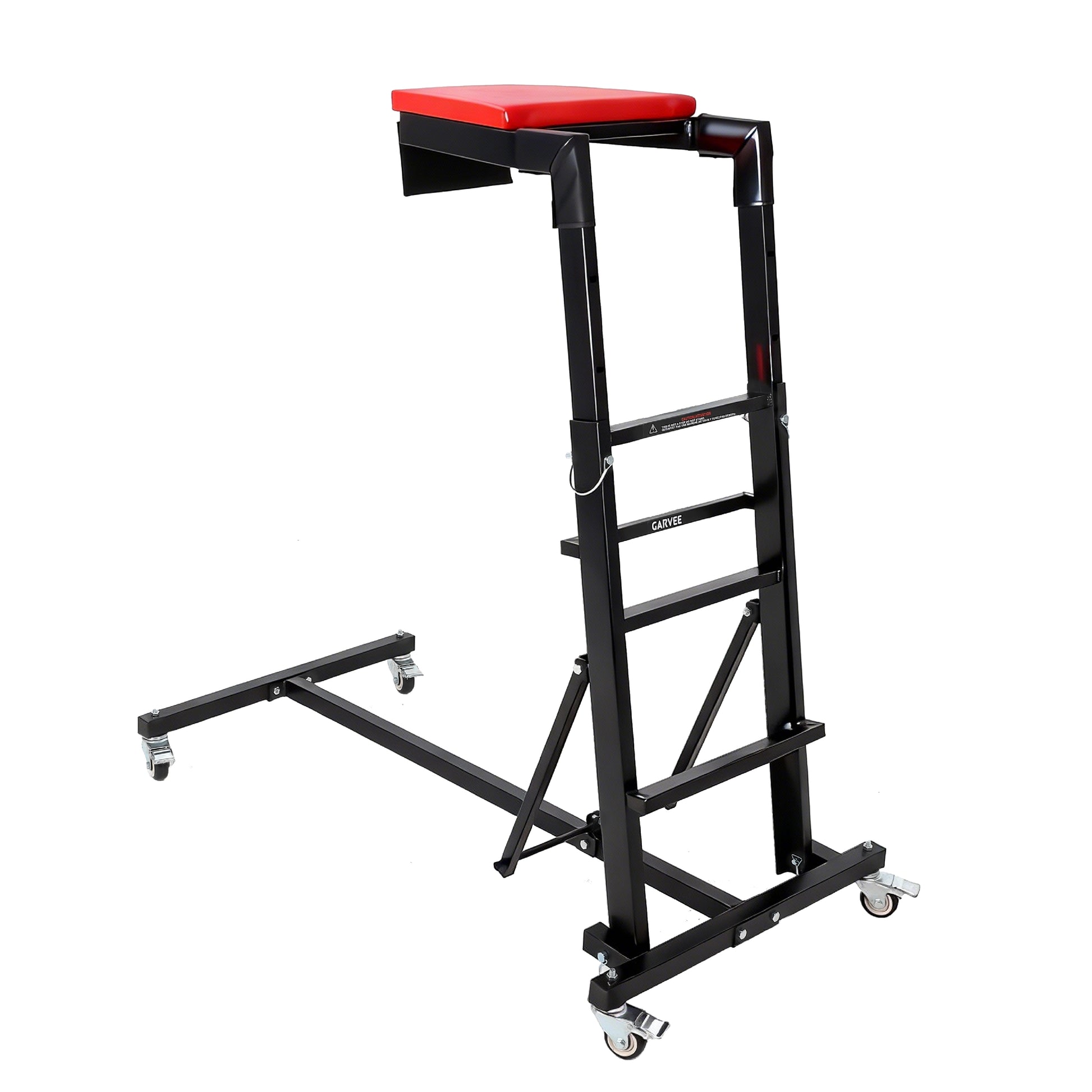 Garvee Foldable Topside Automotive Creeper, 53"-70" Adjustable Height 400lbs Capacity Engine Creeper with Padded Deck & Locking Swivel Casters for Garage Workshop Repair Maintenance, I-Base, Black