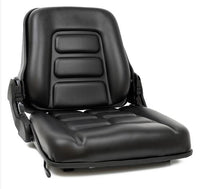 Garvee Adjustable Tractor Seat with 3-Position Recline, Universal Forklift Mower with Suspension, Black Vinyl Replacement Seat for Farm Equipment