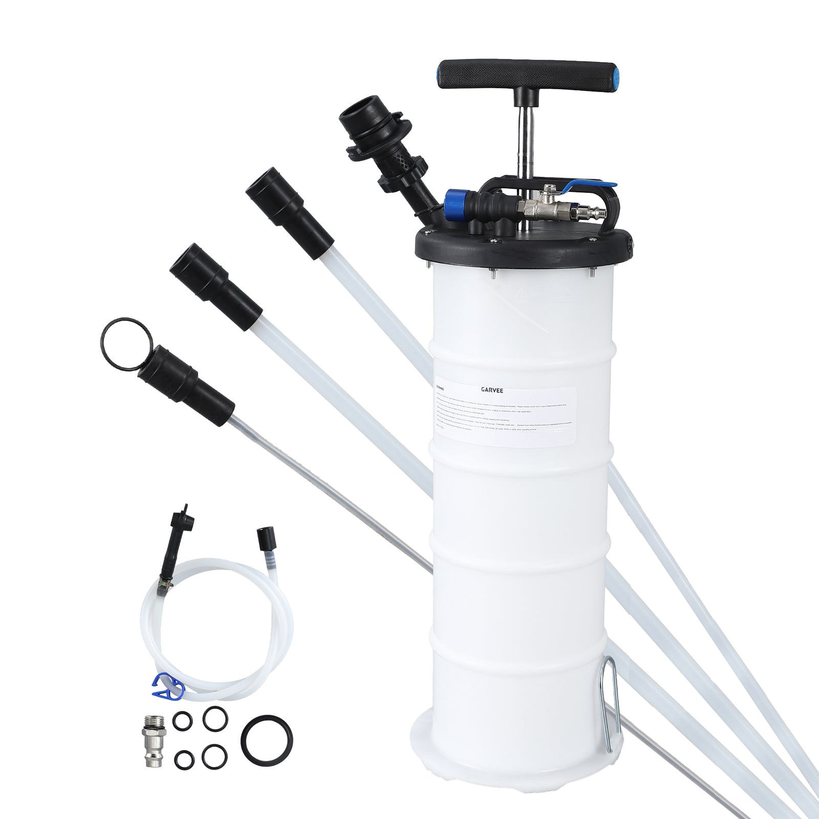 Garvee Vacuum Oil Extractor, Pneumatic & Manual Fluid Extractor Pump with Tank, Extension Tubes & Brake Bleeding Hose for Fast, No-Mess Oil Changes