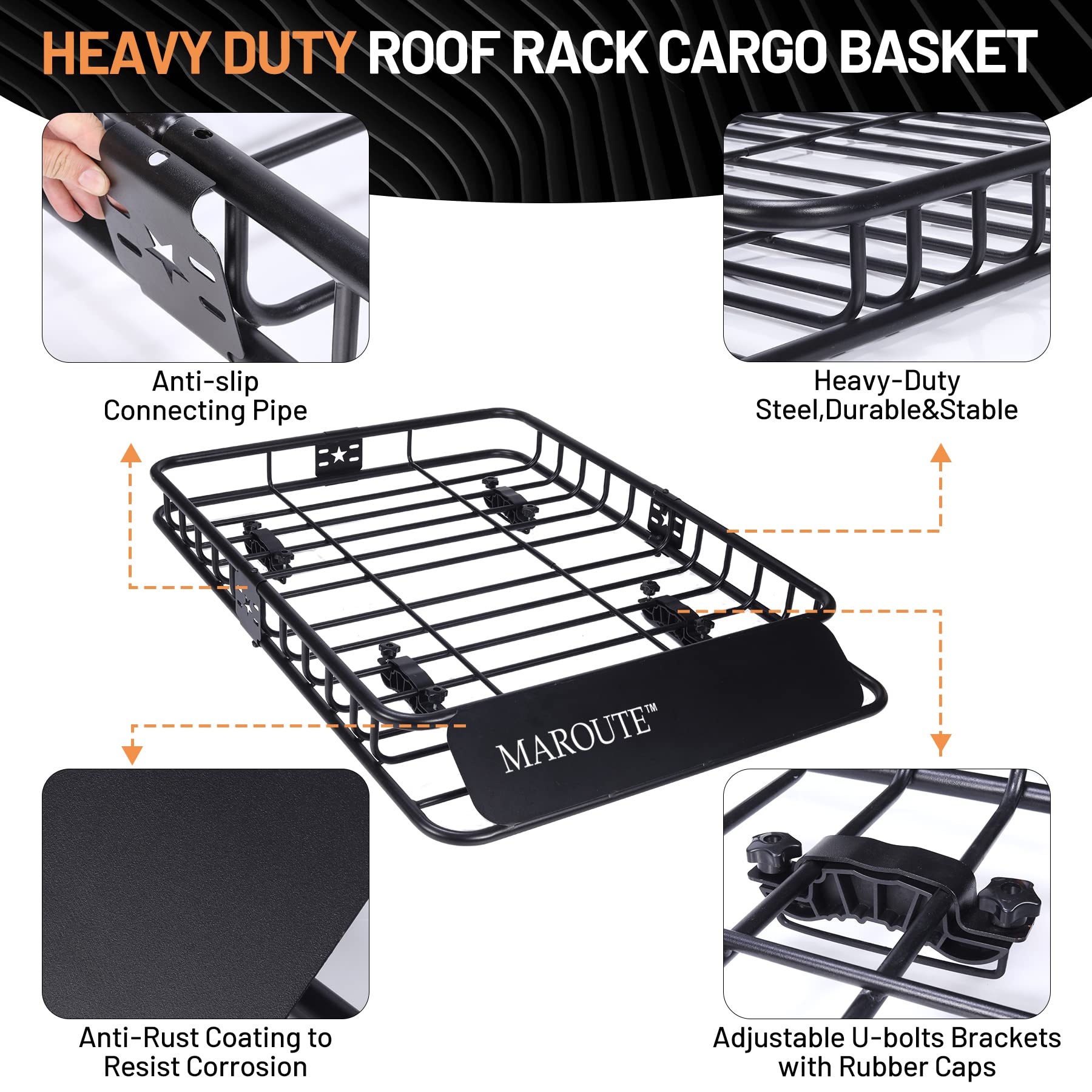51"x36"x5" Universal SUV Roof Rack Basket - 200 lb. Load