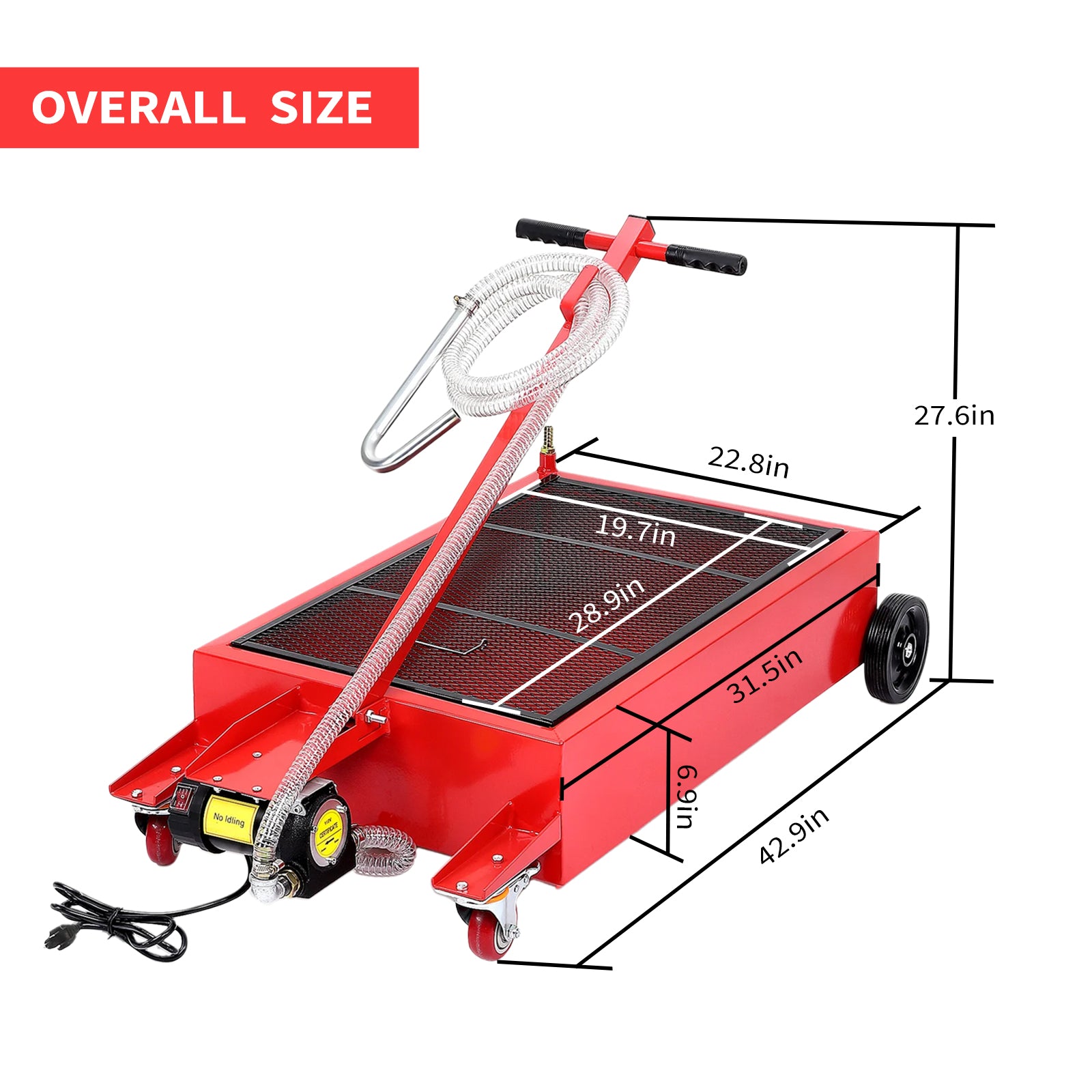 Garvee 20 Gallon Electric Oil Drain Pan with 110V Pump & 8 Ft Hose, Low Profile & T Folding Handle Oil Drain Cart for Truck Cars SUVs