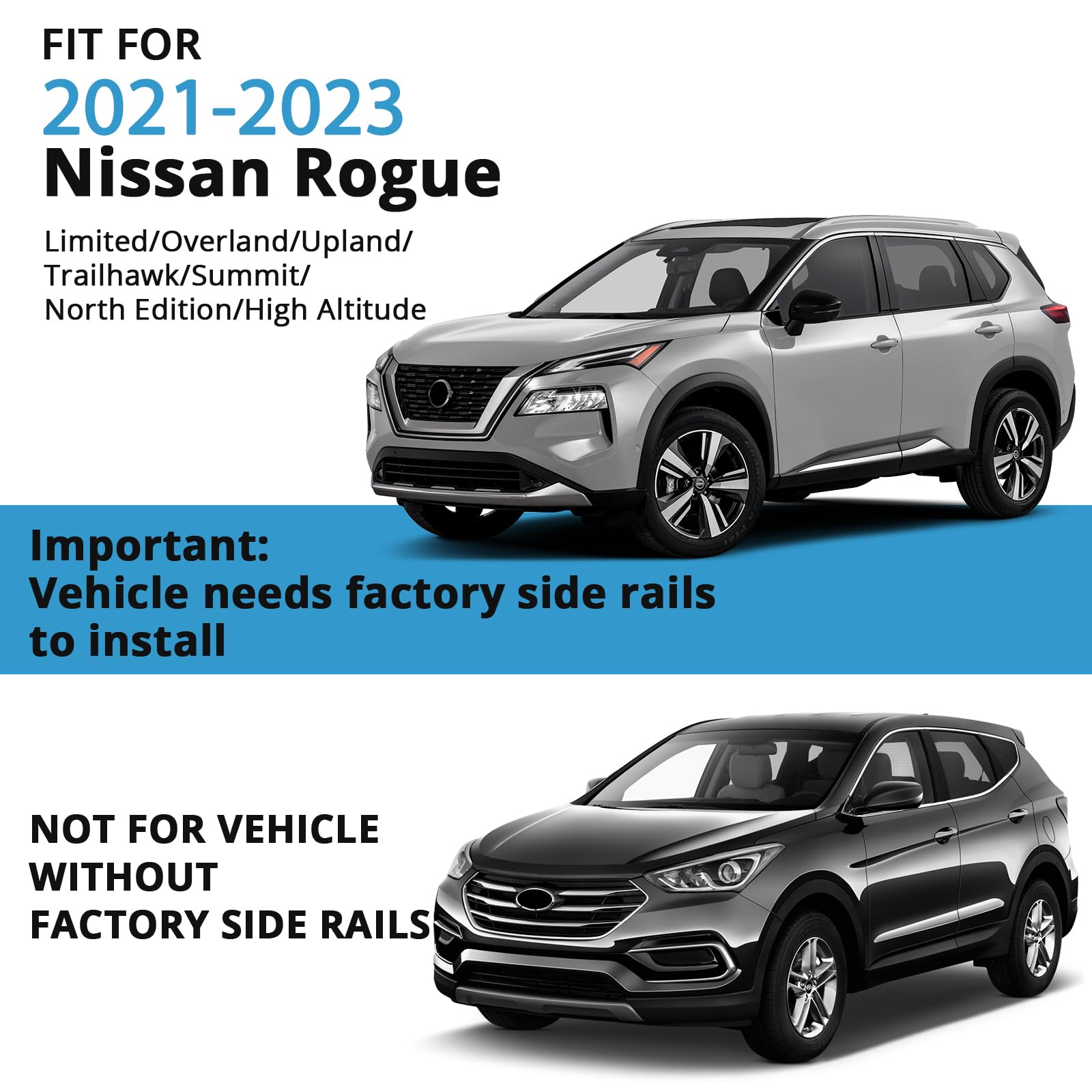 Roof Rail Racks Fit for 2021-2023 Nissan Rogue,Alloy Steel