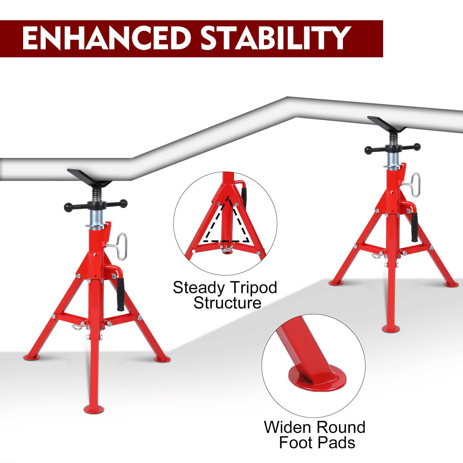 GARVEE V Head Pipe Stand with Adjustable Height 20-37 Inch Foldable & Portable Pipe Jack Stand