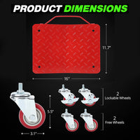 Garvee 6000lbs Tire Wheel Dolly Car Set (Set of 4) - Heavy-Duty Carbon Steel Car Mover with Anti-Skid Plate & 360° Rotatable Wheels, 16"x13", Red