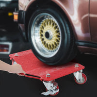 Garvee 6000lbs Tire Wheel Dolly Car Set (Set of 4) - Heavy-Duty Carbon Steel Car Mover with Anti-Skid Plate & 360° Rotatable Wheels, 16"x13", Red