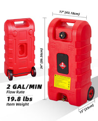 15 Gallon Portable Fuel Caddy, Manual Nozzle, 2GPM, Red