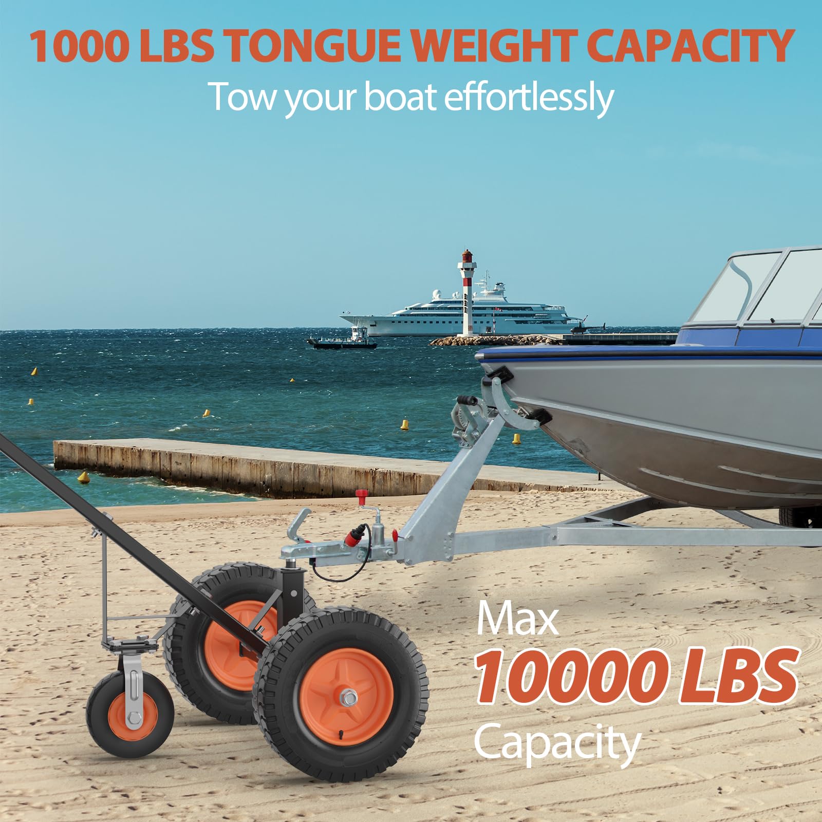 1000 lbs Capacity Trailer Dolly, 19-26 Inch Adjustable Height