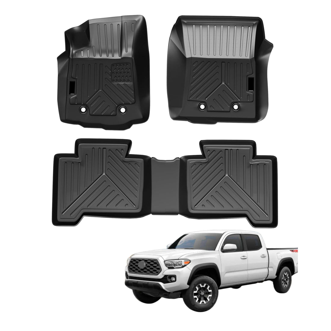 2018-2024 Tacoma Double Cab TPE All-Weather Mats, 1st & 2nd Row