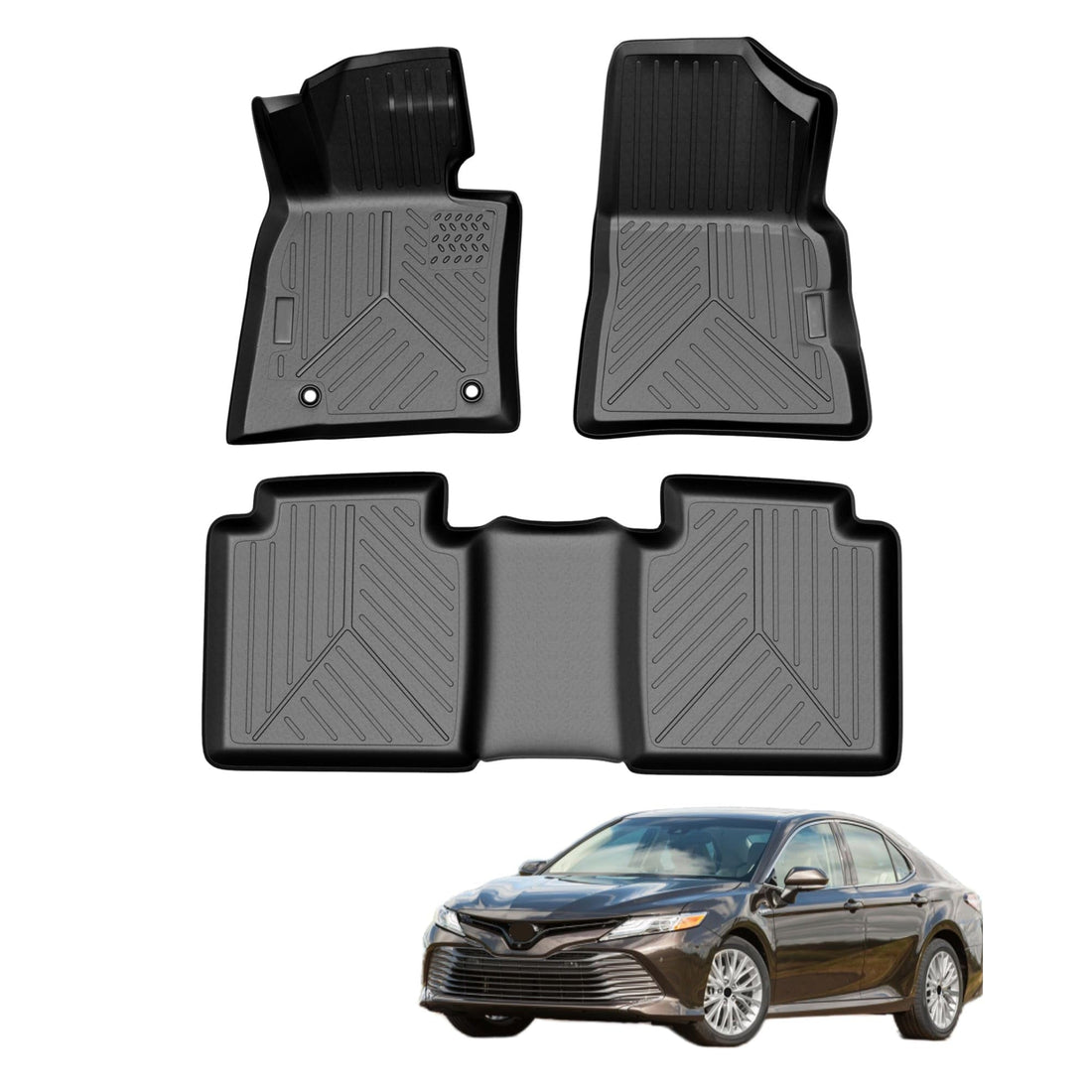 2018-2024 Camry FWD TPE Mats, 1st & 2nd Row, All-Weather, Black